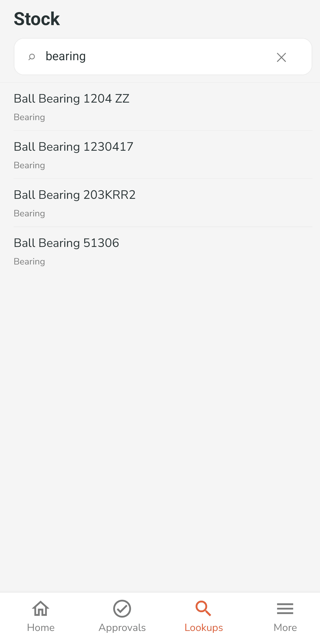 Stock lookup on the IndustryPrime phone app